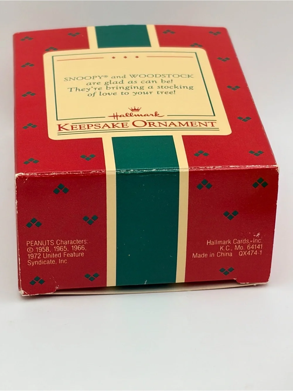 Hallmark 1972 Snoopy and Woodstock Stocking Peanuts Keepsake Ornament with Box